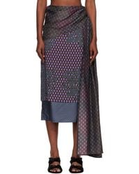Dries Van Noten - Burgundy & Layered Tie Motif Midi Skirt - Lyst