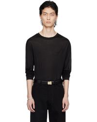 Lemaire - T-shirt à manches longues noir en soie - Lyst