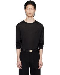 Lemaire - T-shirt à manches longues noir en soie - Lyst