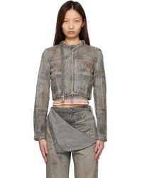 DIESEL - Cropped Cotton-Hemp Satin Denim Jacket - Lyst