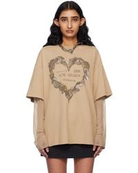 Acne Studios - ベージュ レイヤード プリントTシャツ - Lyst