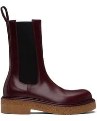 Bottega Veneta - Burgundy Haddock Chelsea Boots - Lyst