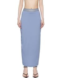 Pushbutton - Jupe Longue Étagée Bleue À Empiècement En Dentelle - Lyst