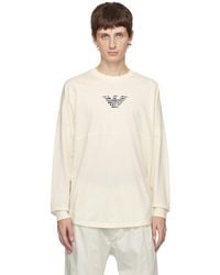 Emporio Armani - Beige Drop Shoulder Long Sleeve T-shirt - Lyst