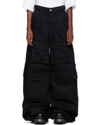 Vetements - Pantalon cargo noir en denim à poches - Lyst
