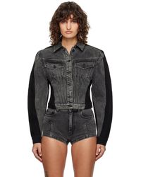 Mugler - Bi-Color Denim Jacket - Lyst