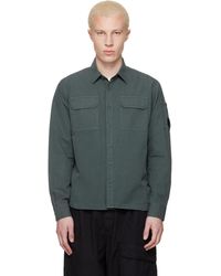 C.P. Company - Organic Gabardine Long Sleeve Lens Shirt - Lyst