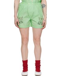 Bode - Green & White 'see You At The Barn' Shorts - Lyst
