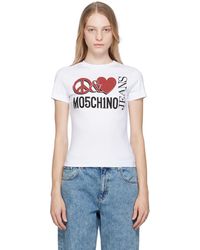 Moschino Jeans - ホワイト Peacelove Tシャツ - Lyst