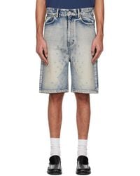 we11done - Embroidery Washed Denim Shorts - Lyst