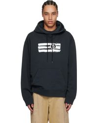 MM6 by Maison Martin Margiela - Pull À Capuche Noir À Logo Imprimé - Lyst
