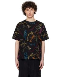 Bode - T-Shirt Droit Noir À Motif D'Autographes - Lyst