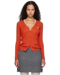 Maison Kitsuné - Baby Fox Patch Fine Ribbed Cardigan - Lyst