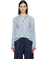 Acne Studios - ブルー Natural Cord ニットポロシャツ - Lyst