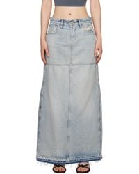 RE/DONE - Blue Split Maxi Skirt - Lyst
