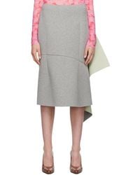 Dries Van Noten - Jupe Midi Gris Et Vert En Néoprène - Lyst