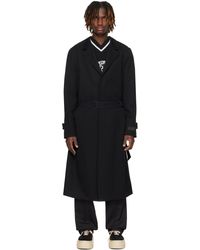 MM6 by Maison Martin Margiela - Trench Noir En Gabardine De Laine Et De Coton - Lyst
