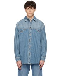 Moschino - Chemise Bleue En Denim À Écusson À Logo - Lyst