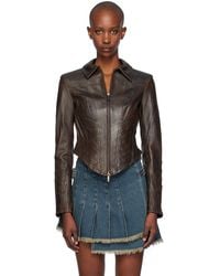 Feng Chen Wang - Seaming Leather Jacket - Lyst