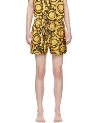 Versace - Black & Yellow Barocco Pyjama Shorts - Lyst