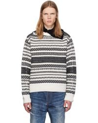 ANDERSSON BELL - Pull Nordic Blanc Et Noir À Col Ras Du Cou - Lyst