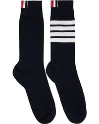 Thom Browne - Cotton 4-Bar Mid Calf Socks - Lyst