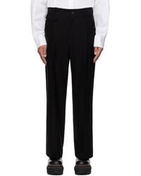Feng Chen Wang - Pantalon Ample Noir À Plis - Lyst