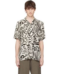 Oas - Chemise Blanc Cassé Et Noir En Viscose À Motif Graphique - Lyst