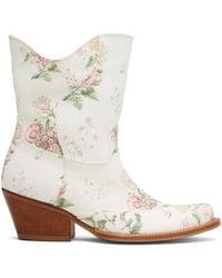 OPEN YY - Off- Floral Western Mid Calf Boots - Lyst