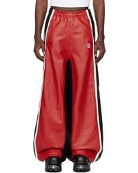 Vetements - Pantalon rouge et noir en cuir à passepoils - Lyst