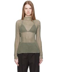 Issey Miyake - Haut Twist 3 Kaki En Crêpe Chiffon - Lyst