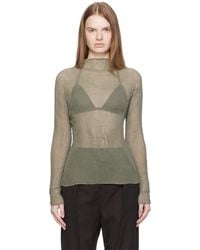 Issey Miyake - Khaki Chiffon Twist 3 Top - Lyst