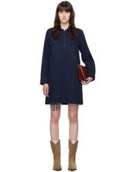 A.P.C. - Robe courte mia bleu marine en denim - Lyst