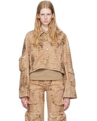 Blumarine - Tan Camouflage Denim Jacket - Lyst