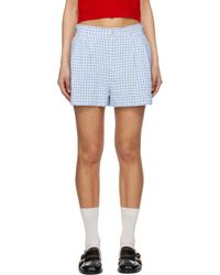 Marni - ブルー＆ホワイト チェック シアサッカー ショートパンツ - Lyst