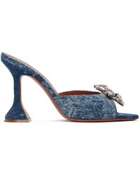 AMINA MUADDI - Blue Rosie Slipper Heeled Sandals - Lyst