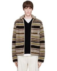 Moncler - Striped Teddy Zip-Up Cardigan - Lyst