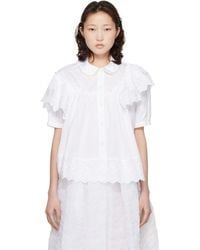 Simone Rocha - Cropped Puff Sleeve Ruffle Frill Shirt - Lyst