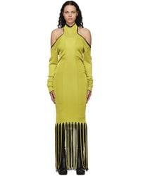 Bottega Veneta - Green & Brown Viscose Twist Fringe Dress - Lyst