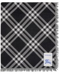 Burberry - Wide Check Wool Silk Scarf - Lyst