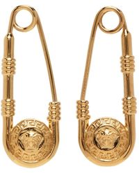 Versace - Boucles d'oreilles dorées à épingle de sûreté - Lyst