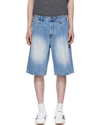 Dime - Short Bleu En Denim À Plis - Lyst