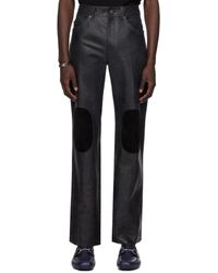 Ferragamo - Pantalon noir en cuir à cinq poches - Lyst