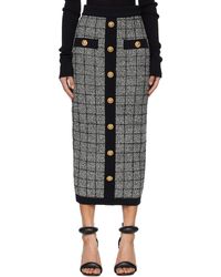 Balmain - Buttoned Knit Light Tweed Maxi Skirt - Lyst