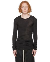 Rick Owens - T-shirt à manches longues noir en coton - Lyst