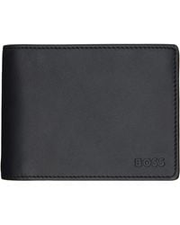 BOSS - Emed Logo Trifold Leather Wallet - Lyst