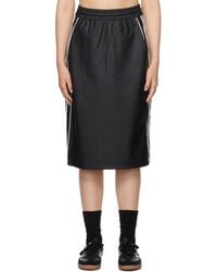 adidas Originals - Striped Faux-leather Midi Skirt - Lyst