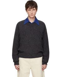 Lemaire - Pull Droit Noir À Col En V - Lyst