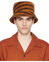 Marni - Black & Orange Striped Bucket Hat - Lyst