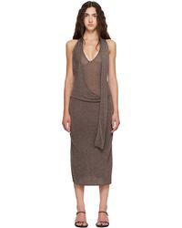 Belle Anna - Robe Midi Duo Taupe - Lyst